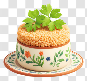 Fried Rice - Decorative Rice Bowl With Herbs Transparent PNG