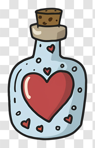 Cartoon - Heart In A Glass Bottle Illustration Transparent PNG