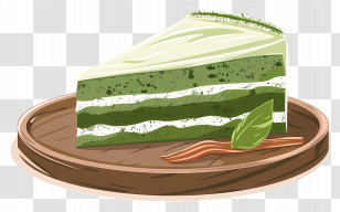 Matcha Cake - Green Layered Cake With Leaf Transparent PNG