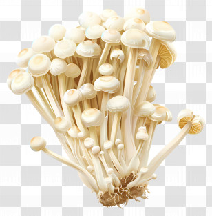 Enoki Mushroom - Cluster Of White Enoki Mushrooms On Transparent Background Transparent PNG