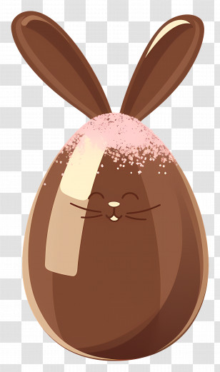 Chocolate Egg - Chocolate Bunny With Pink Sprinkles Transparent PNG