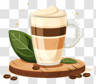 Watercolor Coffee - Illustration Of Coffee Latte In Glass Cup Transparent PNG