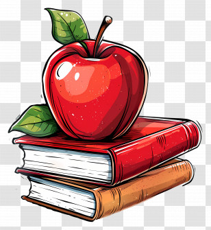Teacher Appreciation Day - Apple And Books Illustration Representing Education Transparent PNG