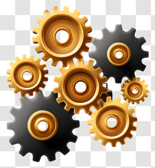 Gears Working Cog - Gold And Black Interlocking Gears Transparent PNG