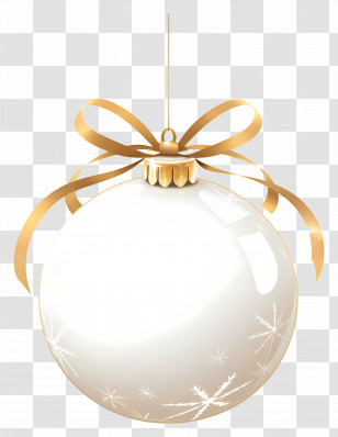 White Christmas Bauble - White Christmas Ornament With Golden Ribbon Transparent PNG