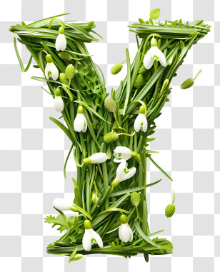 Floral Letter Y - Floral Letter Y With White Snowdrops Transparent PNG