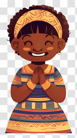 Africa Child Day - Cute Child In Traditional Clothing With Colorful Dress Transparent PNG