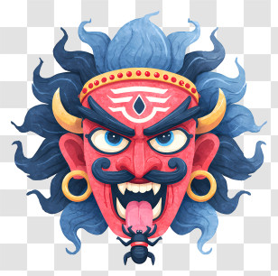 Demonic Face - Scary Demon Mask With Horns Transparent PNG