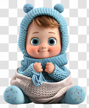 Baby Boy - Cute Baby In Blue Knitwear Transparent PNG