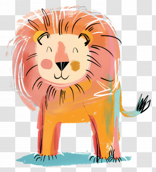Doodle Lion - Artistic And Colorful Lion Illustration Transparent PNG