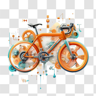 Bike - Colorful Bicycle With Gears Transparent PNG