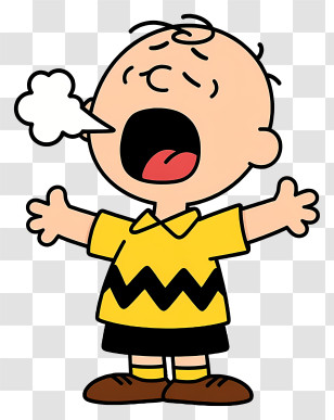 Charlie Brown - Yawning Comic Boy Transparent PNG