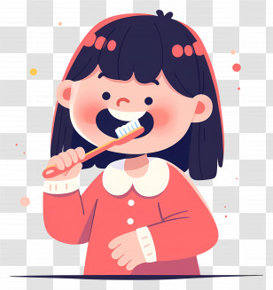 International Love Tooth Day - Girl Brushing Teeth Cartoon Illustration Transparent PNG