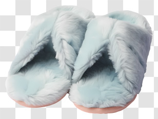 Pastel Soft Fluffy Slippers - Soft Blue Furry Slippers Transparent PNG
