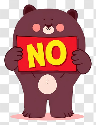 Bear Holding No Sign - Cute Bear Holding A Red NO Sign Transparent PNG
