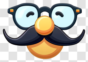 Funny Groucho Nose Glasses Emoji - Cartoon Mustache Glasses Disguise Transparent PNG