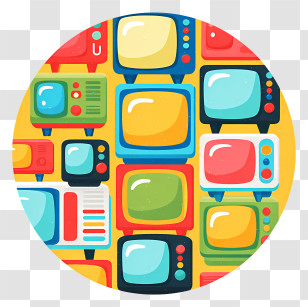 Tv Icon - Colorful Retro TV Pattern Transparent PNG