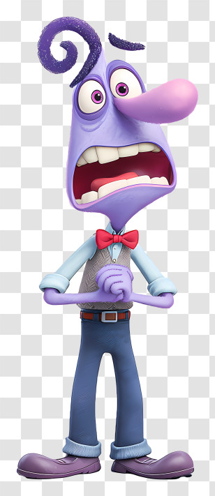 Fear Inside Out - Purple Nervous Cartoon Character Transparent PNG