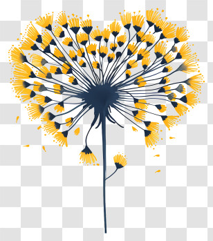 Heart Dandelion - Yellow And Black Heart Dandelion Illustration Transparent PNG