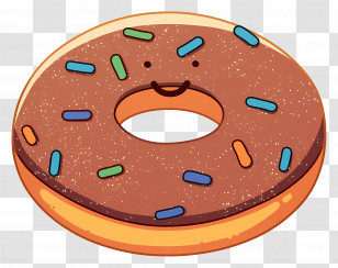 Chocolate Doughnut - Cute Chocolate Glazed Donut With Colored Sprinkles Transparent PNG