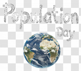 World Population Day - Population Day Text With Earth Transparent PNG