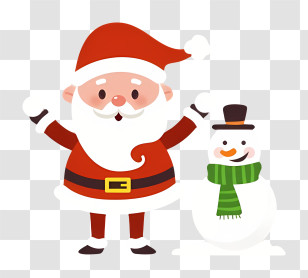 Santa Costume - Cartoon Santa Claus With Snowman For Christmas Transparent PNG