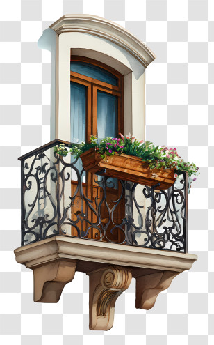 Stand At Balcony - Decorative Balcony With Flowers Transparent PNG