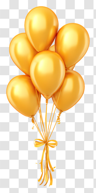 Shiny Gold Balloons - Yellow Balloons For Celebration Transparent PNG