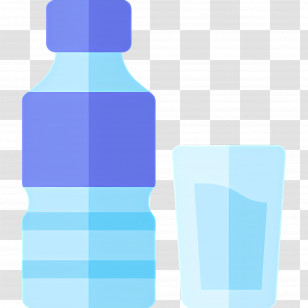 Mineral Water - Minimalist Water Bottle And Glass Transparent PNG
