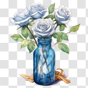 Blue Rose - Blue Roses In Glass Vase Transparent PNG