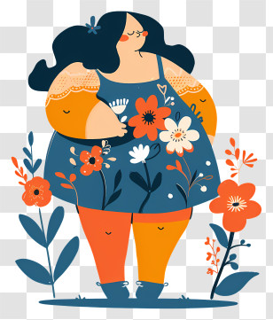 World Obesity Day - Woman In Blue Floral Dress Illustration Transparent PNG