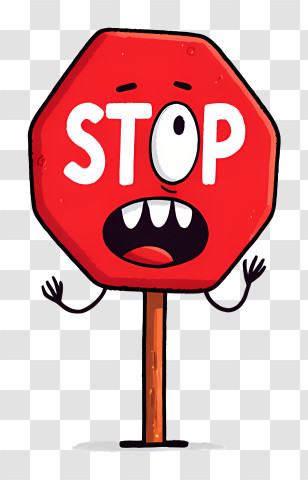 Stop Sign - Animated Stop Sign With Expression Transparent PNG