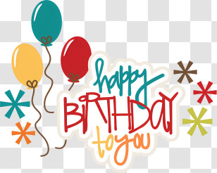 Birthday - Happy Birthday Design With Festive Balloons Transparent PNG