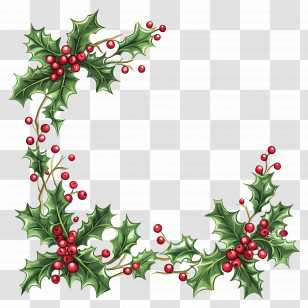 Christmas Border - Holly Leaf And Red Berry Decoration For Christmas Transparent PNG