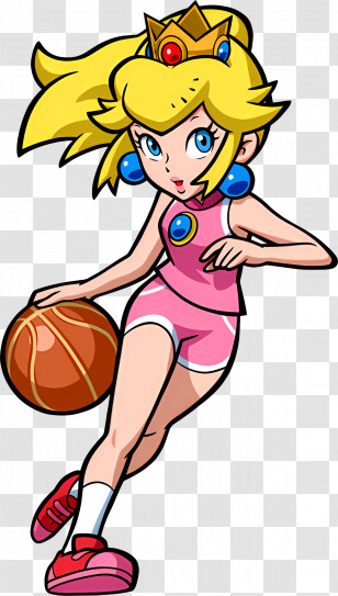 Princess Peach - Princess Peach Playing Basketball Illustration Transparent PNG