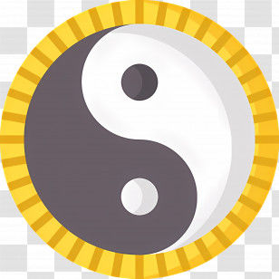 Yin Yang - Golden Outlined Yin Yang Symbol Transparent PNG