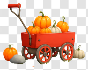 Pumpkin Wagon - Red Wagon Of Pumpkins Transparent PNG