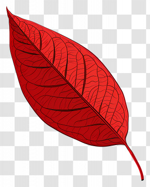 Red Leaf Clipart - Red Leaf Illustration With Detailed Texture Transparent PNG