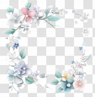 Pastel Floral Frame - Pastel Delicate Floral Frame For Decor Transparent PNG