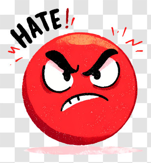 Hate Emoji - Angry Red Emoji With Text Transparent PNG