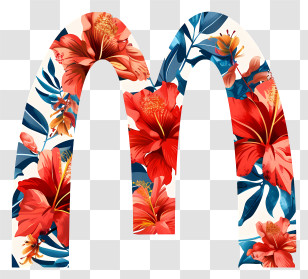 Mcdonalds Logo - Floral Tropical Stylized Logo Transparent PNG