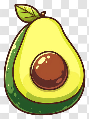 Cartoon Avocado - Fresh Avocado With Seed And Leaf Transparent PNG