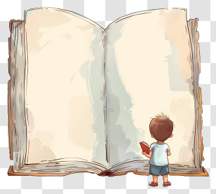 Little Boy - Child Reading A Giant Book Illustration Transparent PNG