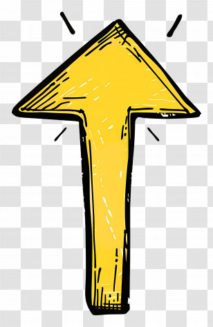 Hand Drawn Arrow - Yellow Upward Arrow With Bold Design Transparent PNG