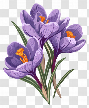 Saffron Flowers - Purple Crocus Flowers In Bloom Transparent PNG