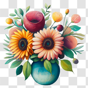 Painting Of Flowers - Beautiful Flower Bouquet In Vase Transparent PNG