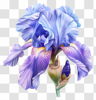 Iris Flower - Elegant Blue Iris Flower Artwork Transparent PNG