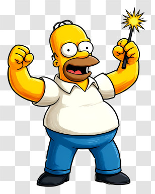 Homer Simpson - Yellow Cartoon Character With Magic Wand Transparent PNG