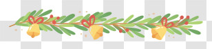 Plant Branch - Festive Christmas Garland With Bells Transparent PNG