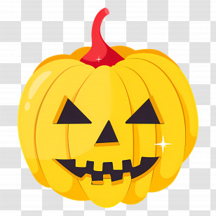 Scary Halloween Pumpkin - Joyful Yellow Halloween Pumpkin Transparent PNG